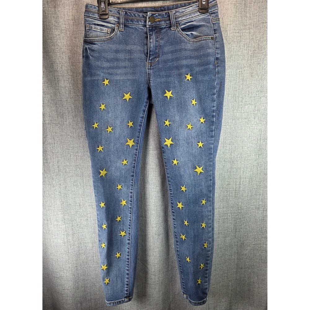 For The Republic Star Embroidered Skinny Jeans Festival Mid Rise Women 4/26 Rock - Picture 2 of 8
